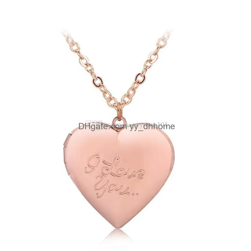 i love you heart locket necklace silver rose gold chain love heart secret message living memory pendant lockets women fashion jewelry