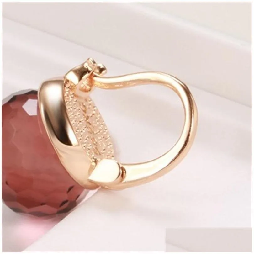 rose gold crystal ball dangle earrings hang ear football cut ear clips elegant wedding fine jewelry 434 d3