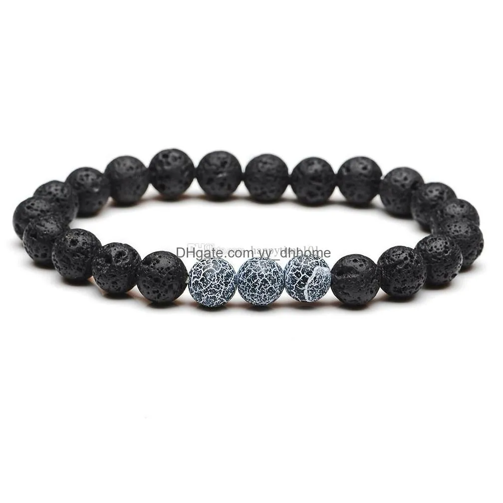 8mm natural black lava stone agate bracelet aromatherapy essential oil diffuser bracelet for women men jewelry