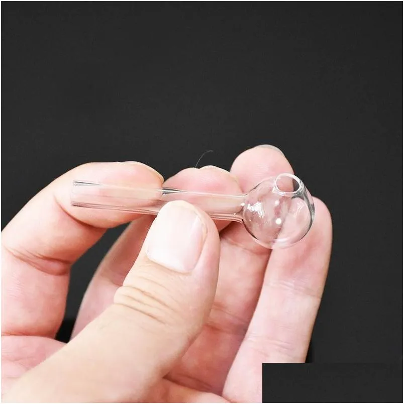 65mm length mini clear glass pipes oil burner tubes nail tips burning jumbo pyrex small concentrate pipes thick quality transparent smoking