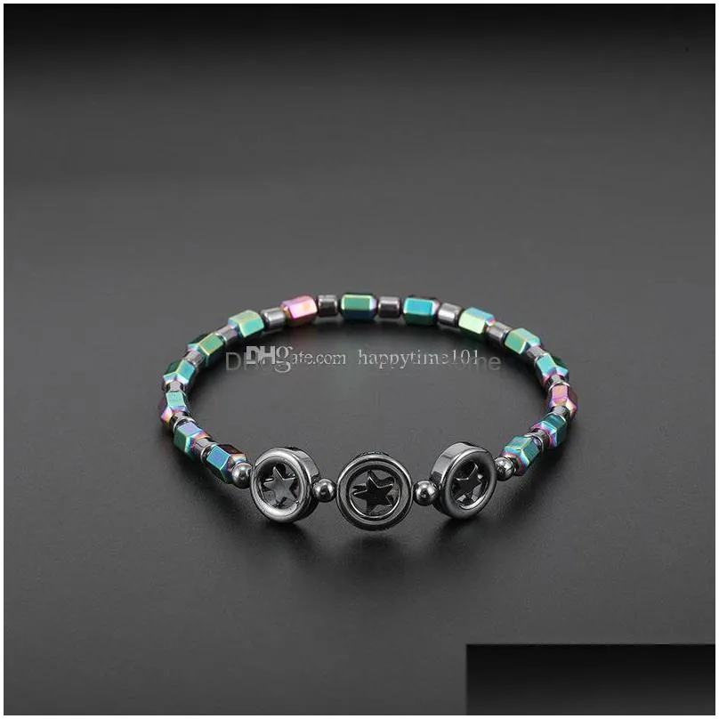  magnetic oval hematite stone bead anklets bracelet rainbow color women summer beach health energy healing anklets model foot