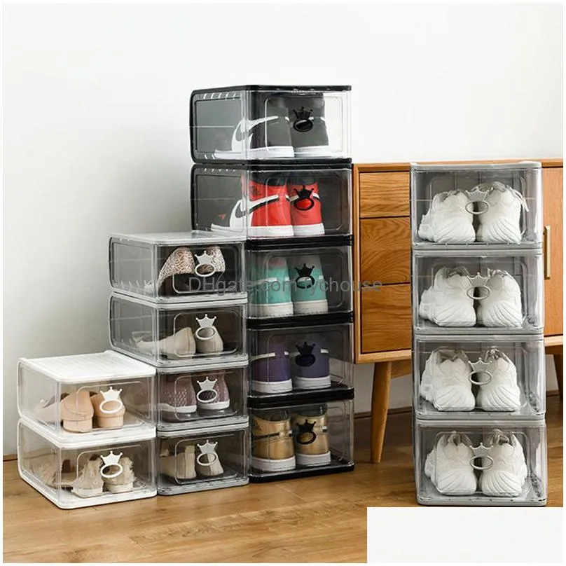 Detachable Transparent Thickened Plastic Shoe Box Clear Stackable ...