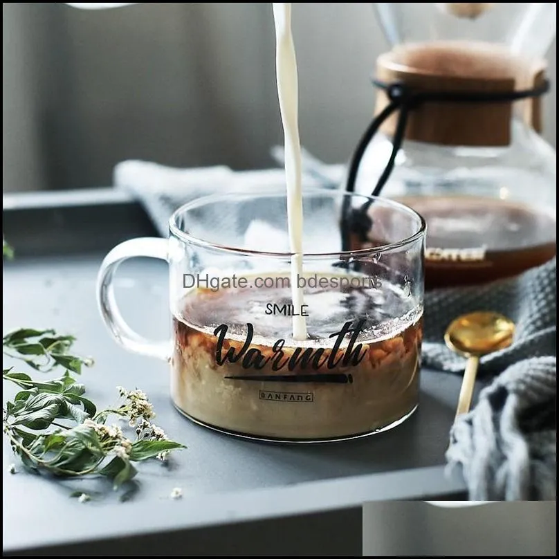 letter glass water cup fashion half flaring coffee mugs monolayer breakfast tumbler handle household security bursting prevention 8 4bd