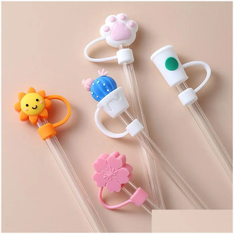 drinkware creative silicone straw plug reusable dustproof splash proof drinking dust cap cartoon stopper cover kitchen drink cleaner 20220912