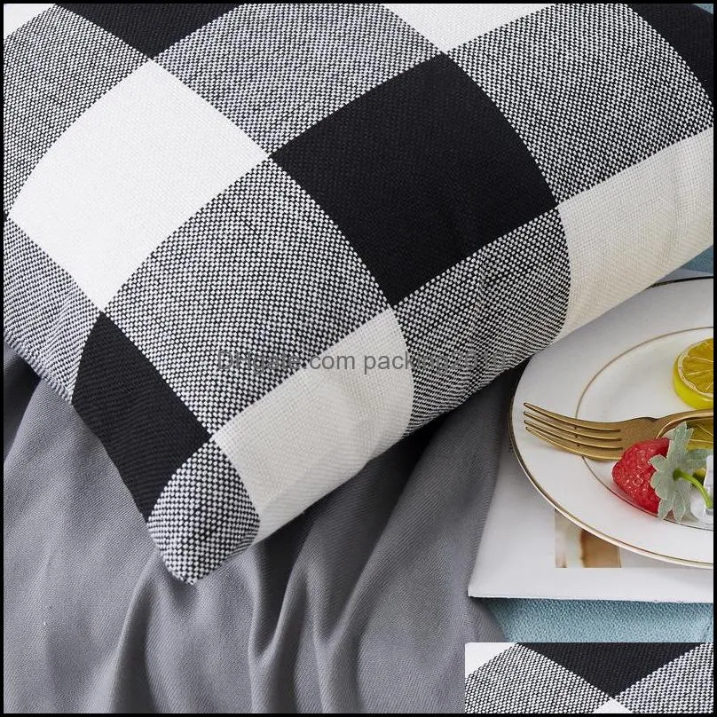 square linen nonwoven pillow case multi colours plaid yarn dyed cushion cover home throw pillows backing block 7 5nt l2