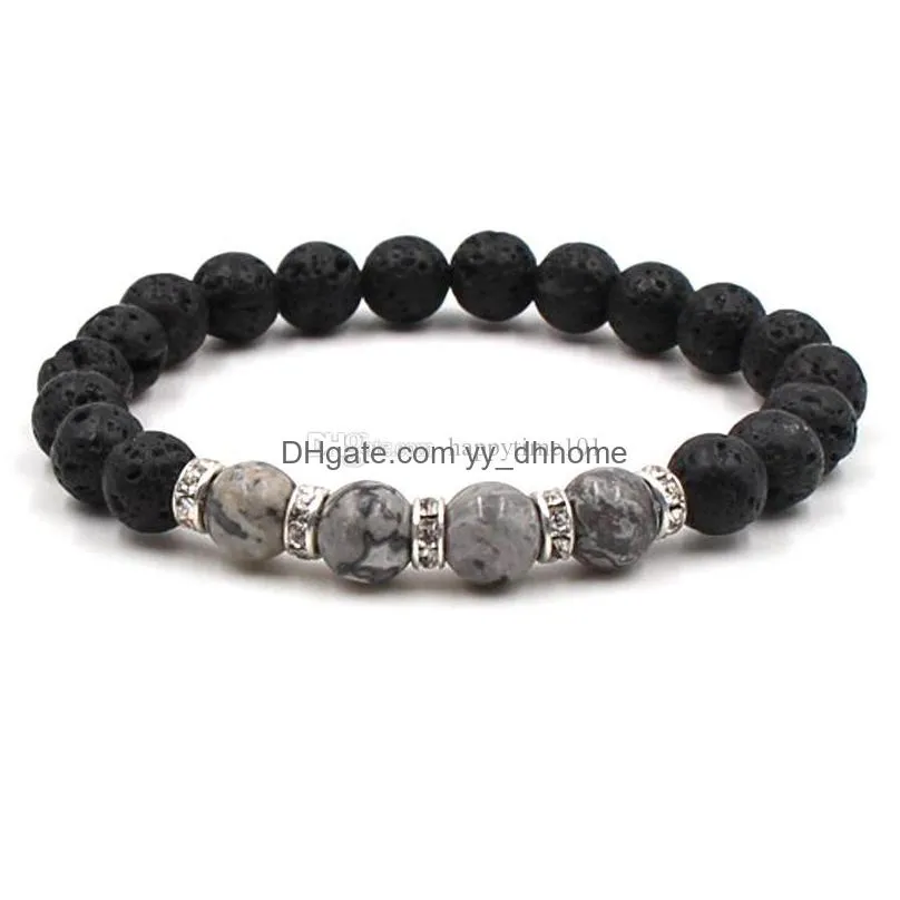 fashion 6 styles natural black lava stone bracelet aromatherapy  oil diffuser bracelet for women men