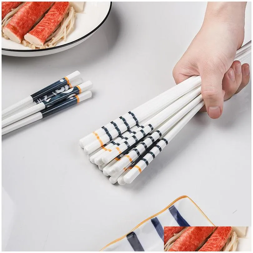 6 pairs/set bone china mildew proof chopsticks chinese food chop high temperature hashi sticks for sushi chopsticks gift 20220528 t2