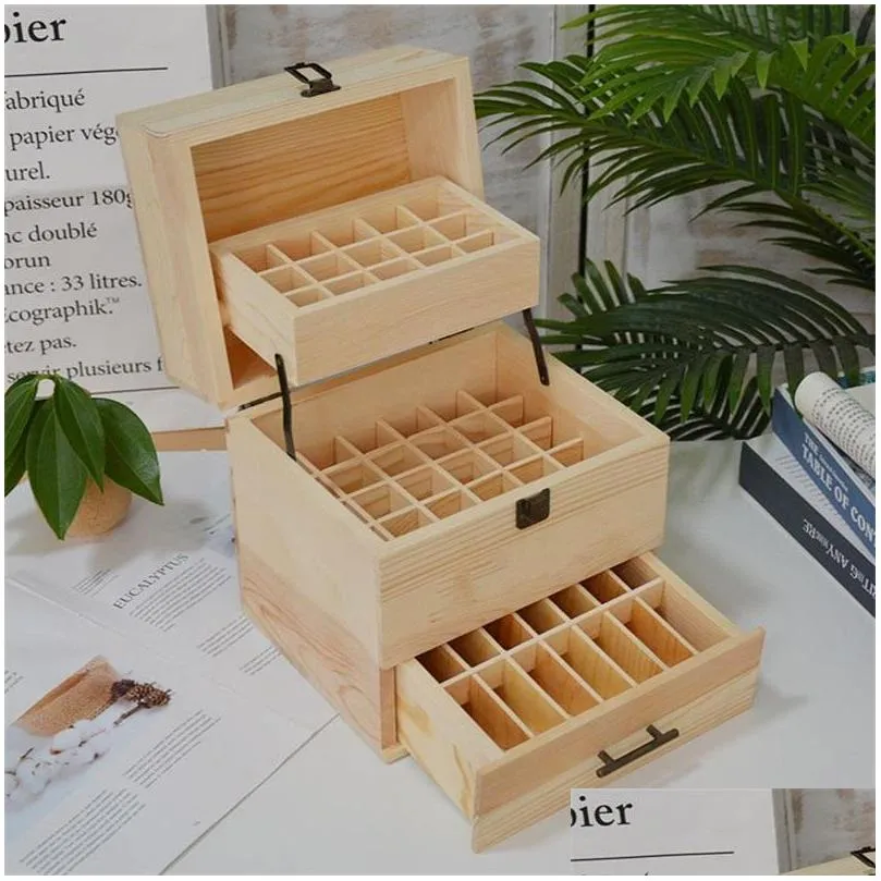 59 slots 3 layers wooden essential oil box detachable bottle holder boxes storage box 1279 d3