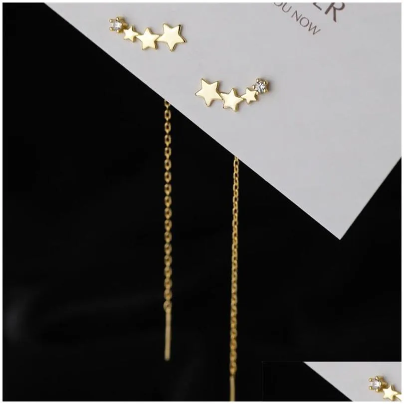 simple style chain tassel drop earrings for women long dangle earring piercing line accessories thin mini trendy ear jewelry 104 d3