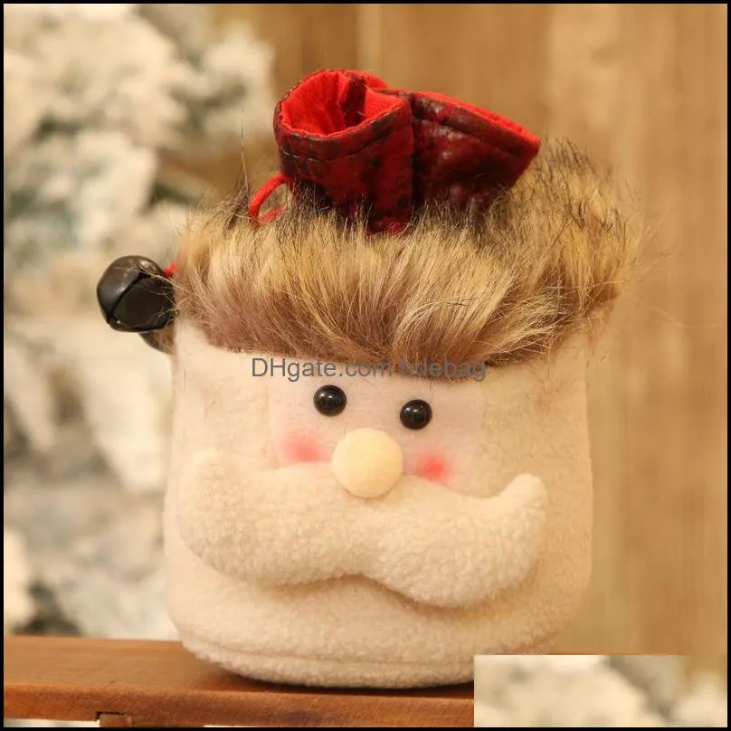 christmas drawstring bag non woven gift bags snowman bear santa claus festival decoration anti wear 3 9mga uu