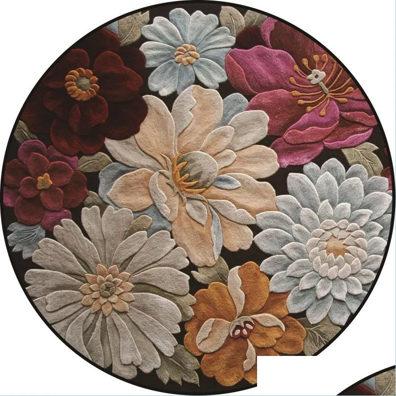 3d flowers printed round carpet soft carpets for living room antislip rug chair floor mat for home decor 2200 v2