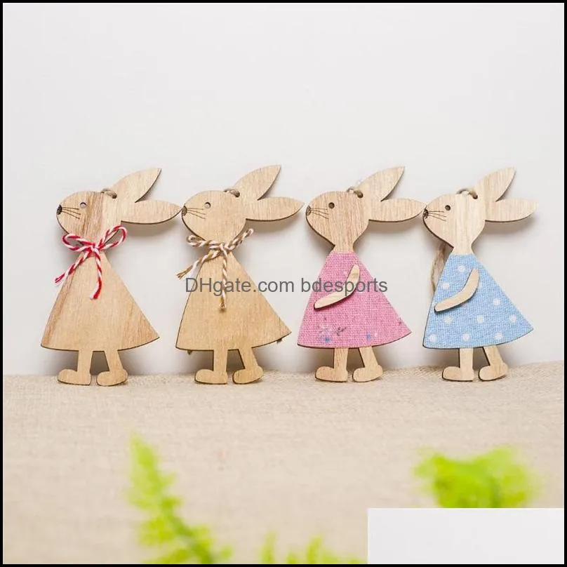 easter wooden pendants decorations pendant diy carved wooden rabbit hanging pendants ornaments creative wooden craft party favors 25