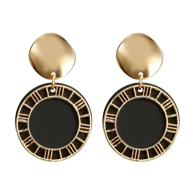 korean statement round earrings for women geometric gold shell fluff dangle drop earrings fashion jewelry 57 d3