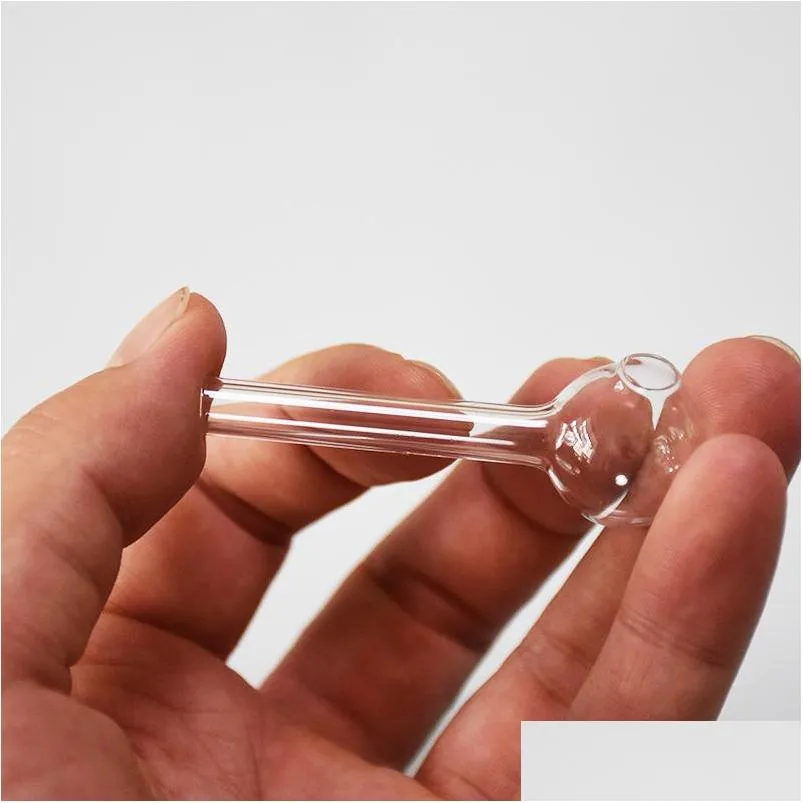 65mm length mini clear glass pipes 18mm ball oil burner tubes nail tips burning jumbo pyrex concentrate pipes thick quality transparent smoking