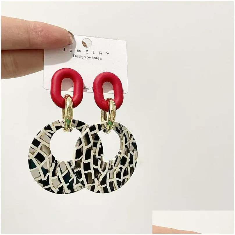 fashion zebra pattern acrylic dangle earrings for women personality hypoallergenic ear ring party jewelry 154 d3