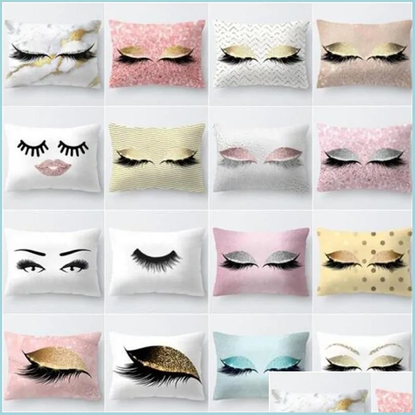 sleep pillow case eye lash pattern lumbar pillowcase fiber flax spring summer autumn winter cushion cover 4 5oy l1