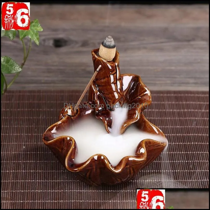 ceramics glaze incense burner lamps buddhist reflux aromatherapy censer backflow creative shape fragrance sticks holder many styles 8cy