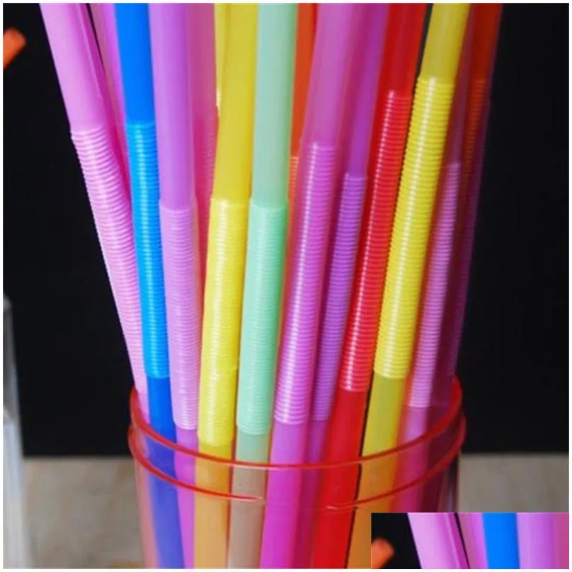 100pcs 26cm drinking straws colorful disposable plastic curved drinking fluorescent straw wedding birthday party decor bar drink accessories 20220829