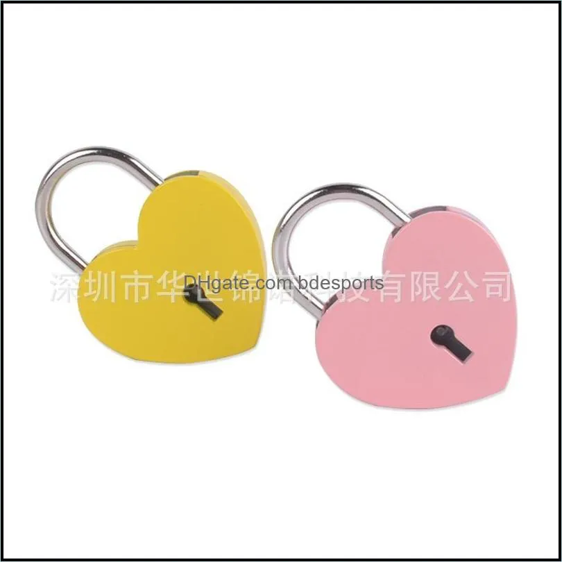 heart shaped concentric lock metal mulitcolor key padlock gym toolkit package door locks building supplies 5 2sj