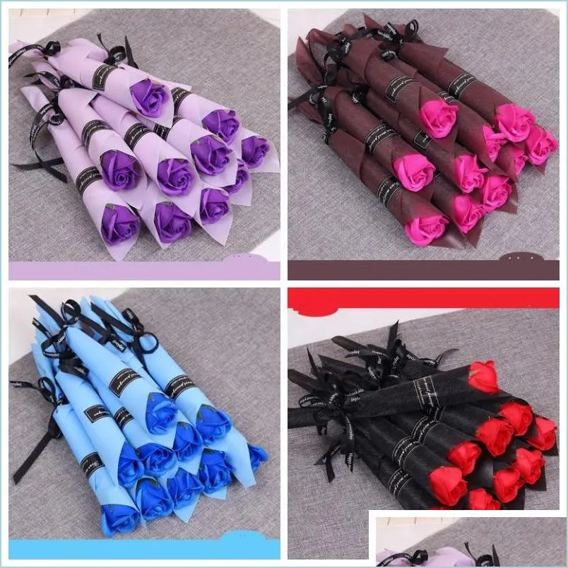 single stem artificial rose bath soap roses flower bouquet valentines day couple gifts home decorate sold well 0 95xl h1