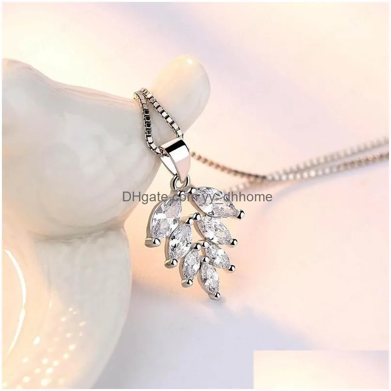 s925 sterling silver pendant necklace leaf charms necklaces wholesale