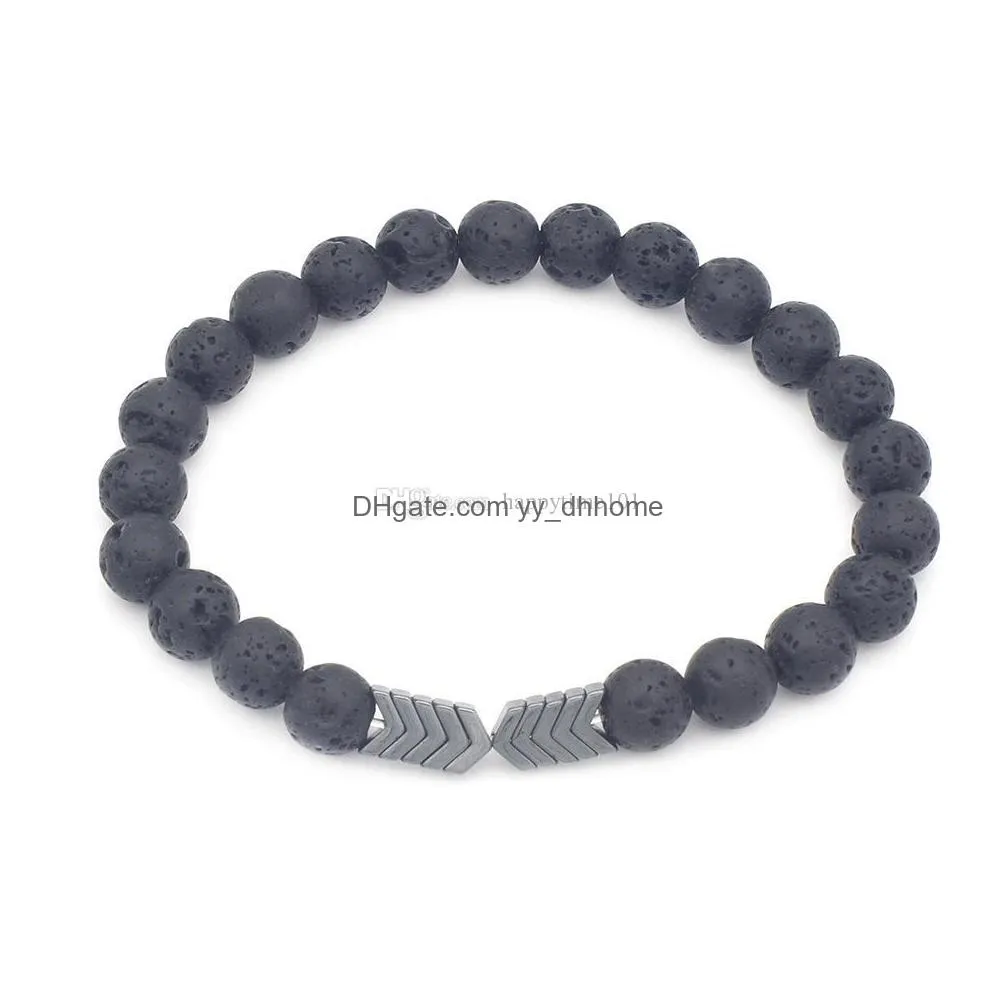 lava volcanic stone essential oil diffuser bracelets magnet arrow bangle yoga healing balance beads bracelet men women gift