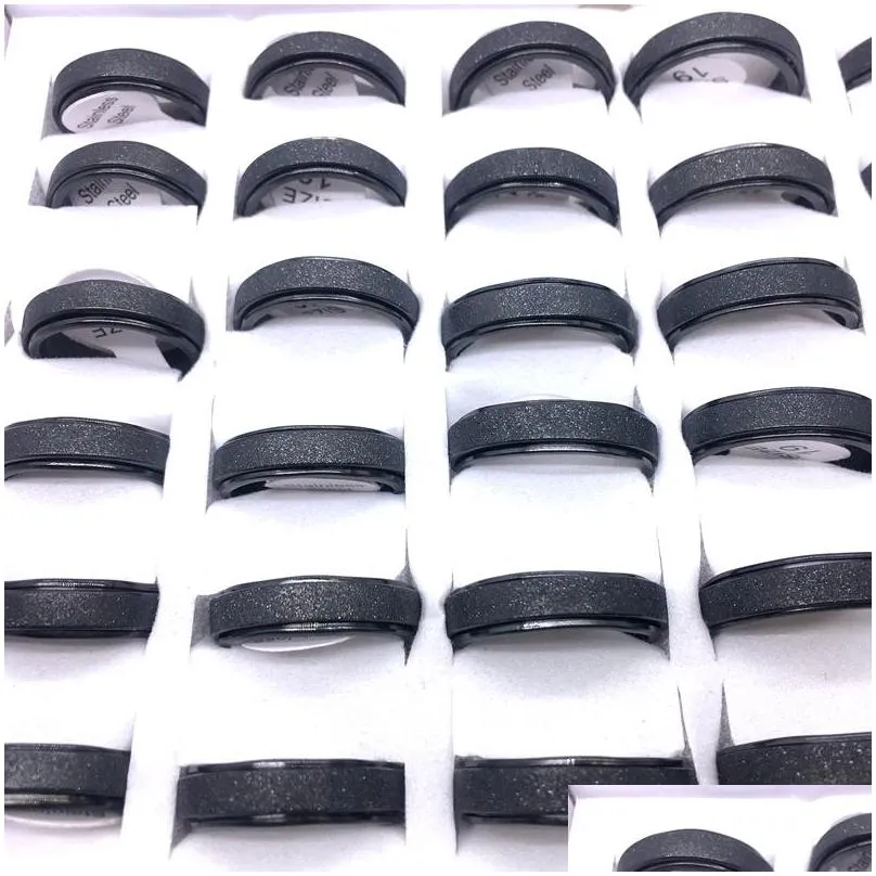 wholesale 50pcs/lot mens womens band stainless steel rings fashion jewelry spinner width 6mm mix 4 colors