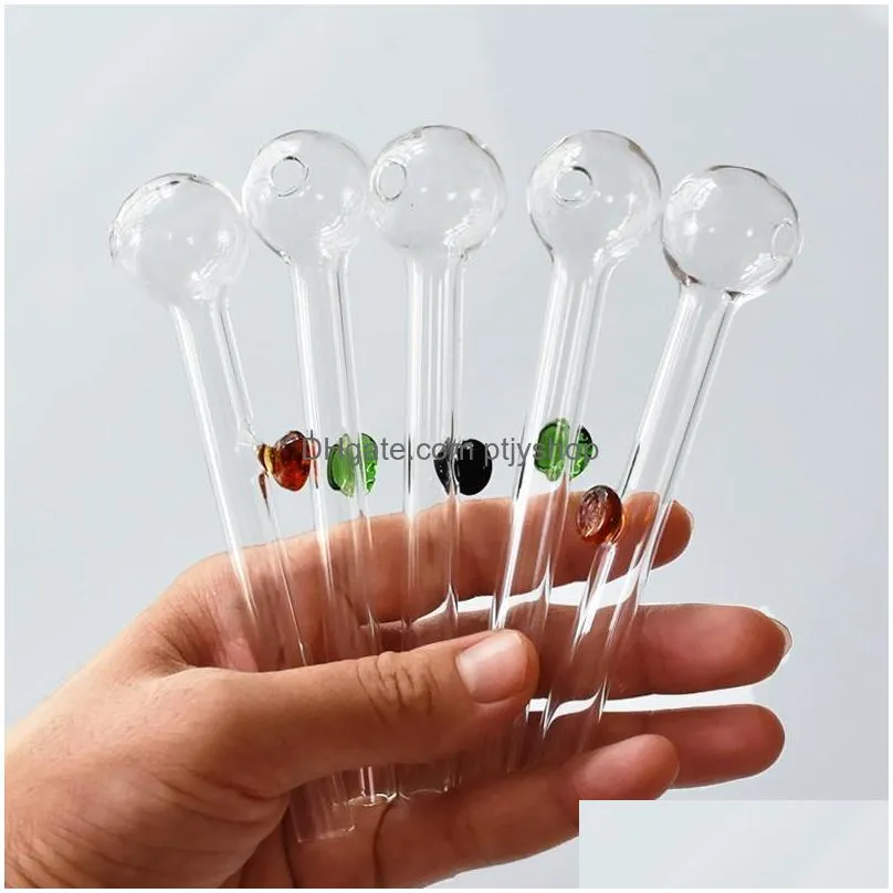 oil burner glass pipe pyrex pipe for smoking bubbler transparent glass tube with colored dot oil nail burning jumbo pipe smoking