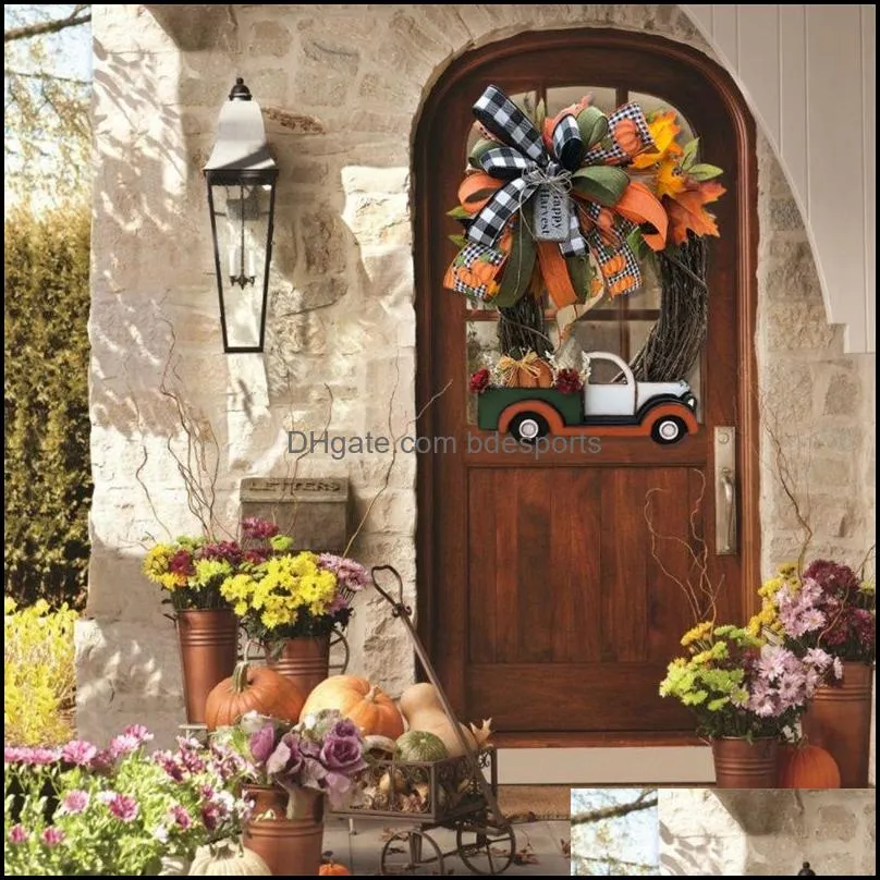 halloween party decoration farmhouse wreath decorations vintage kitchen thanksgiving pumpkin truck wreath window door wall decor hanging 1988