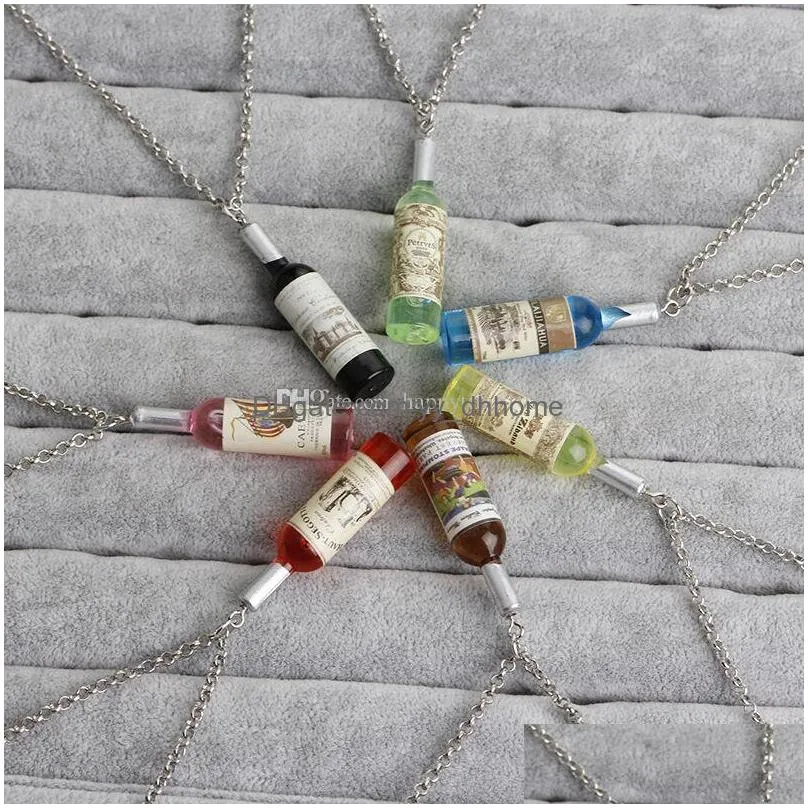 character jewelry for men beer bottle pendant necklaces diy handmade resin charm necklace 7 color in stock selling