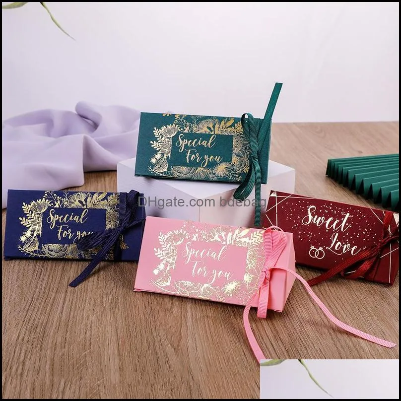 wedding celebration candy box triangles chocolates gift packing boxes gold plated gifts wrap silk ribbon 0 33cy m2