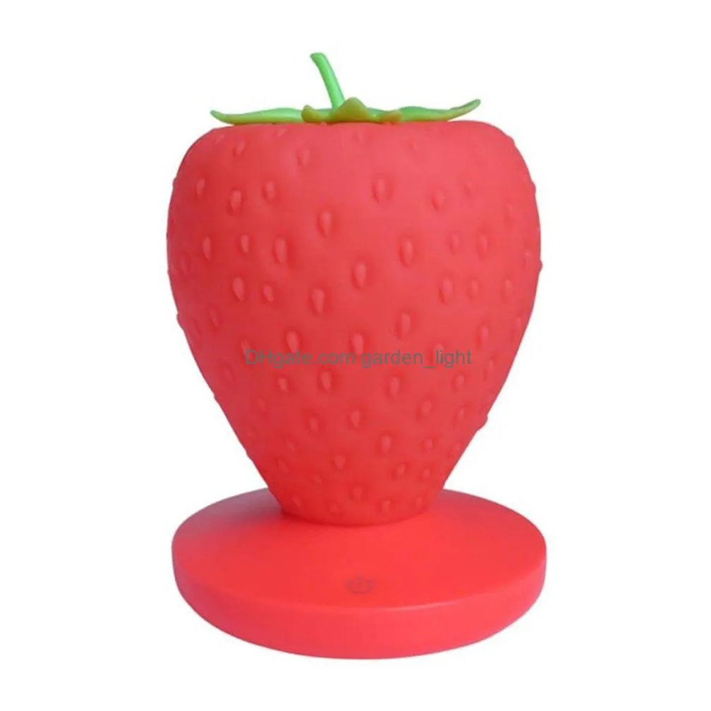 brelong led night light creative strawberry usb charging bedside decorative eye table lamp white / pink / red