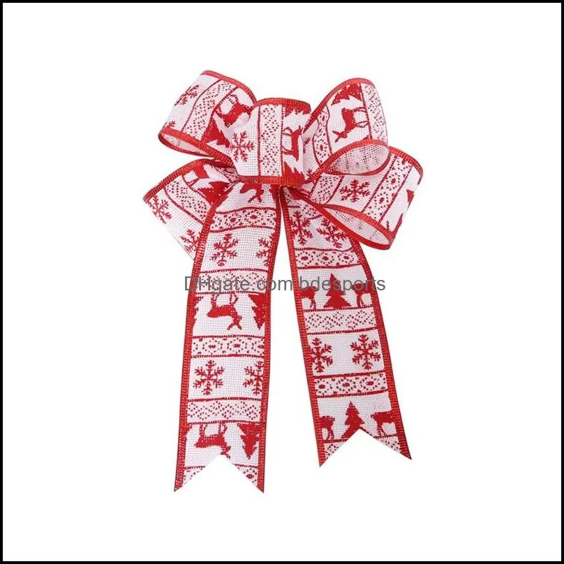 1pcs christmas tree bows red cotton linen bowknot ornaments for wreath window holiday indoor outdoor decorations 4775 q2