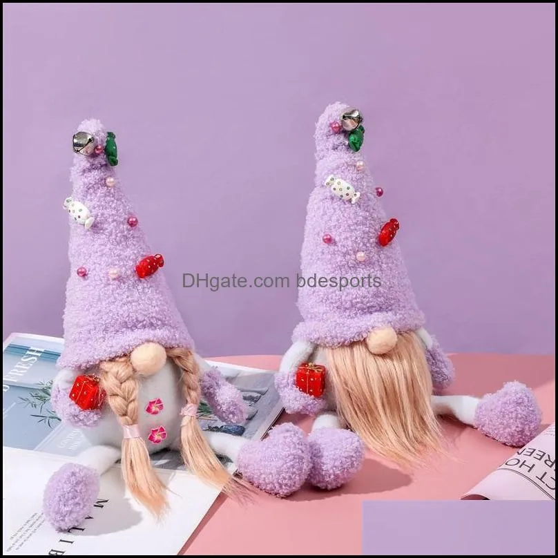 stock christmas decorations purple gnome handmade swedish figurines plush doll home tabletop ornaments 5365 q2