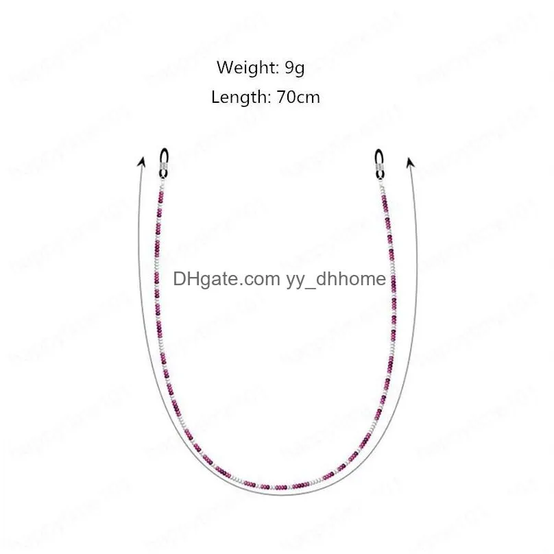 women fashion eyeglasses lanyards chains for non slip with colored beads sunglasses rope ladies purple eyewear accessories