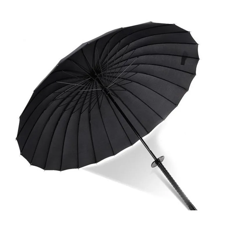 umbrellas fashion black japanese samurai umbrella long handle creative personality mens fiber bone semiautomatic 16 or 24 ribs 834