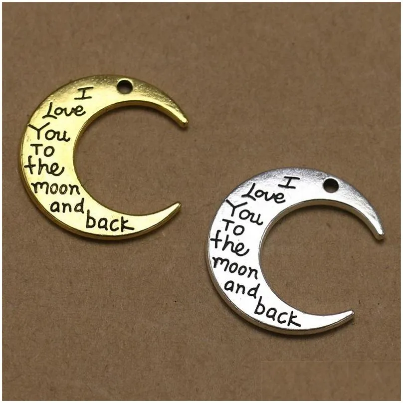 50pcs alloy charms pendant jewelry making silver golden i love you to the moon and back diy jewelry findings 918 d3