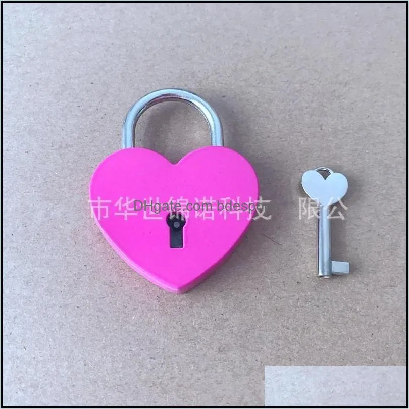 heart shaped concentric lock metal mulitcolor key padlock gym toolkit package door locks building supplies 5 2sj