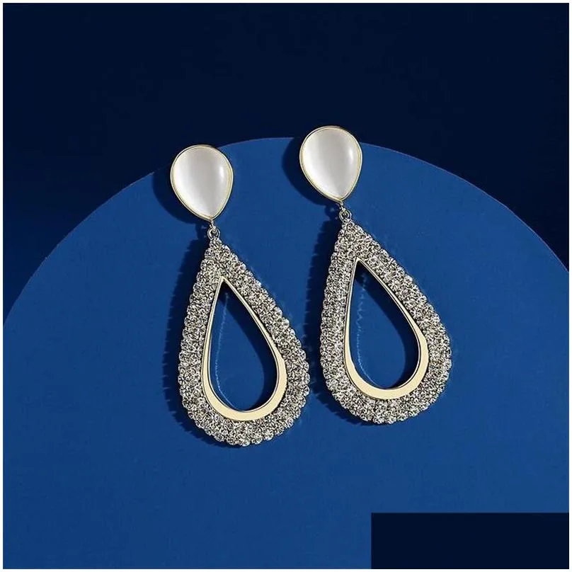 fashion korean oversized white pearl drop earrings for women bohemian golden round zircon wedding earring jewelry gift 1202 e3