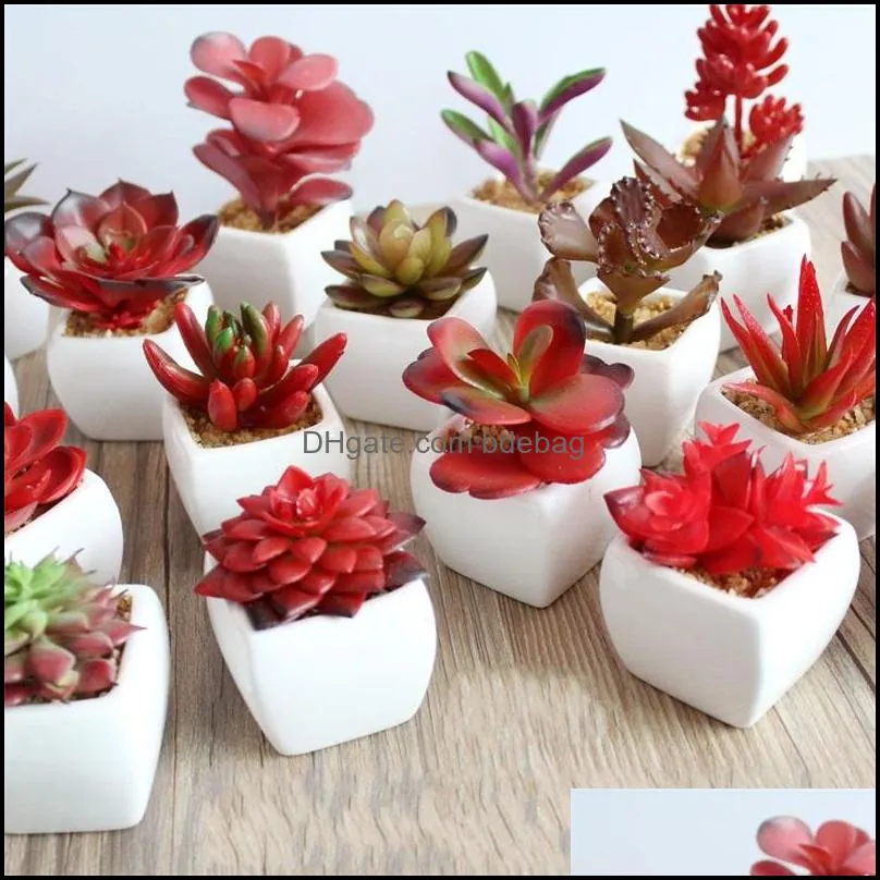 simulation succulent plants flowerpot artificial flower ornament botany mini spring green red home decoration potted plant arrival 3