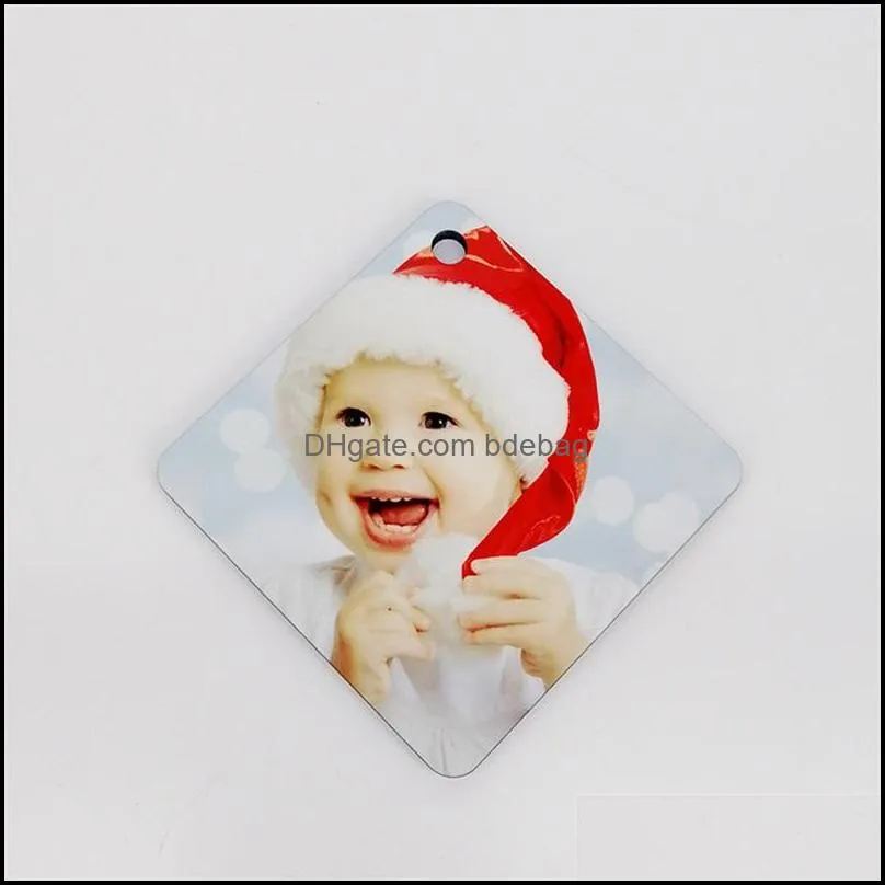 18 styles sublimation mdf christmas ornaments decorations round square shape transfer printing blank consumable 1052 b3