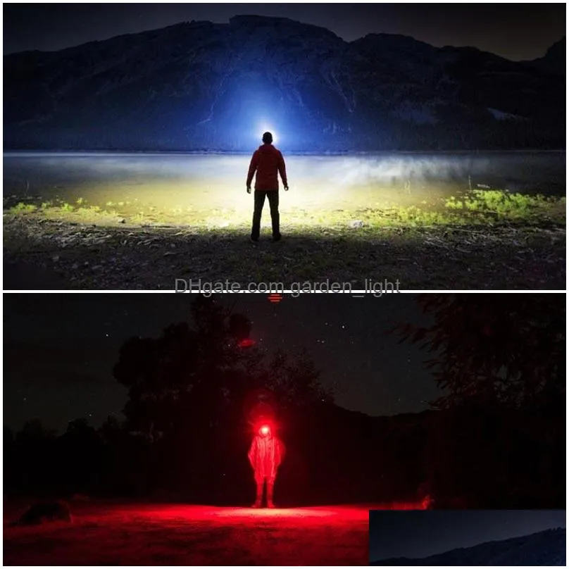 brelong led headlight flashlight red light usb rechargeable motion sensor for running hiking camping and children