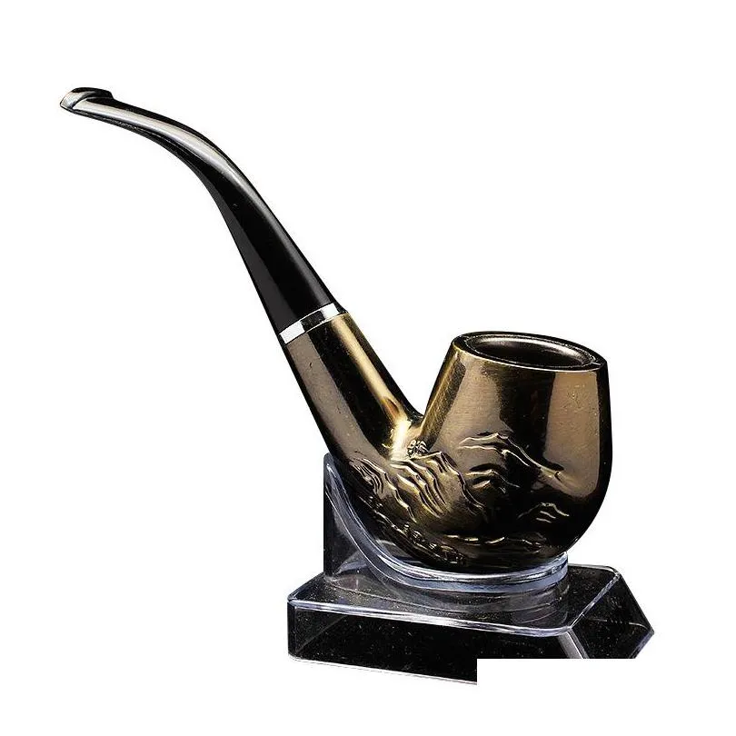 classic copper color resistant pipe filter smoking pipes herb tobacco pipes narguile grinder resin cigarette holder 20220531 t2