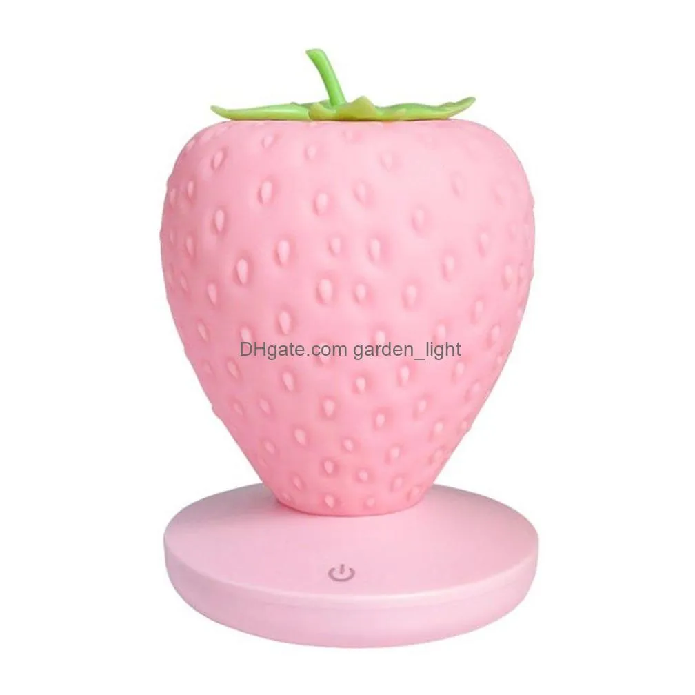 brelong led night light creative strawberry usb charging bedside decorative eye table lamp white / pink / red