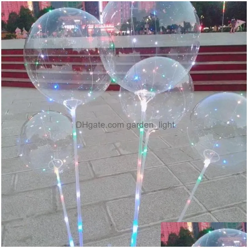 luminous bobo balloons led lights 20 inch balloons 70cm pole  30leds string light for wedding party festival luminous decorations