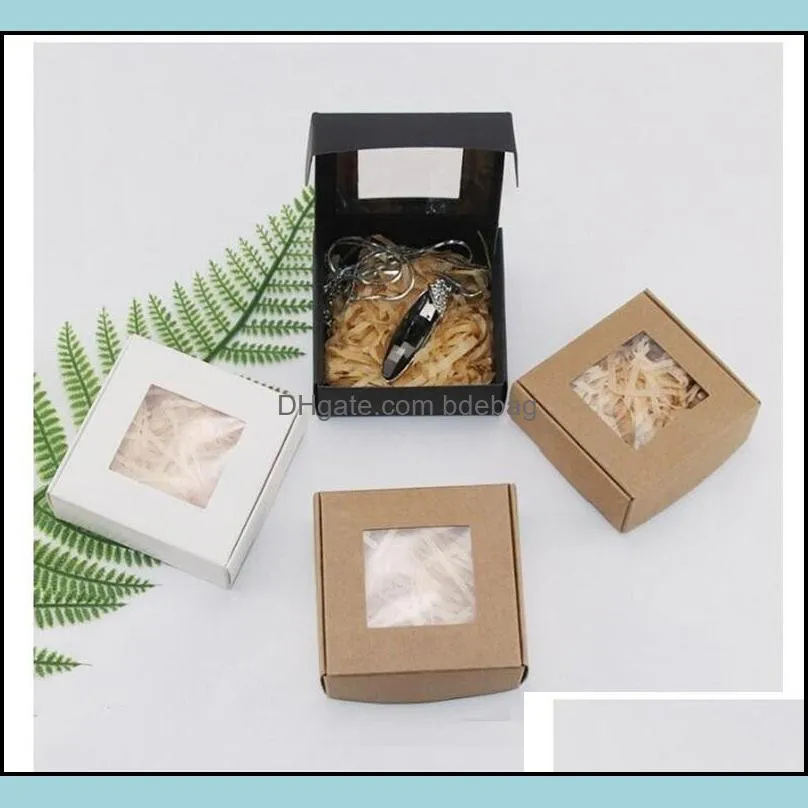 fold kraft paper box wrap false eyelashes soap packaging containers jewelry ring organizer diy manual personality transparent window 1xy