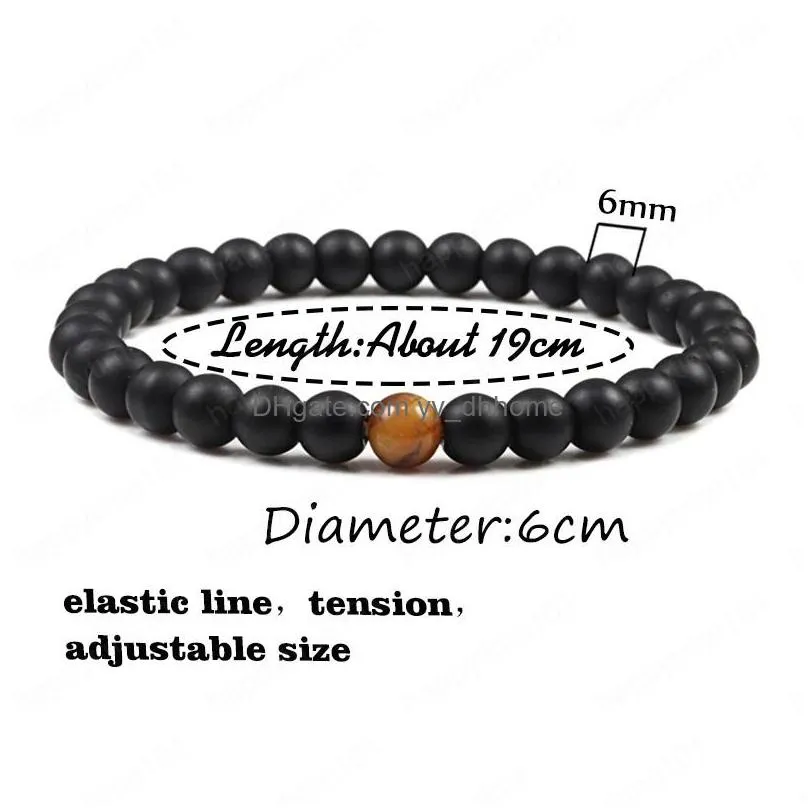 2pcs/set tiger eye stone couple bracelet 6mm natural stone yoga beaded bracelet for men women charm strand jewelry gift