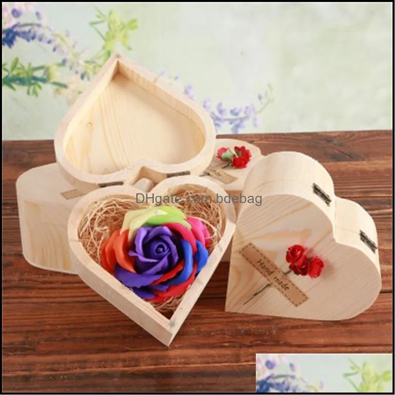 colorful soap flower wood boxes heart love box rose soap flowers valentines day activity party supply gift 9ky h1