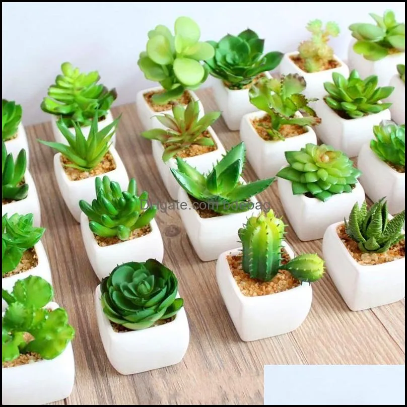 simulation succulent plants flowerpot artificial flower ornament botany mini spring green red home decoration potted plant arrival 3