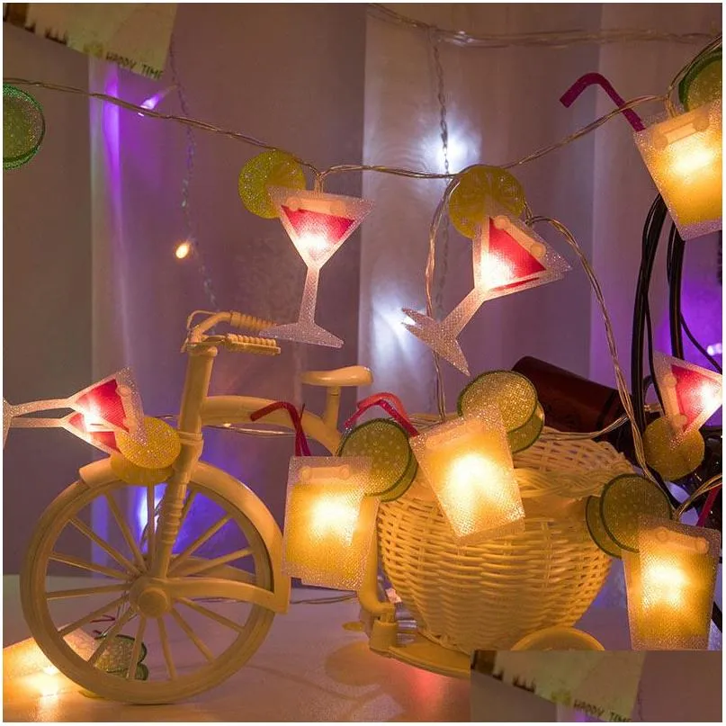 brelong bar atmosphere high quality color light string battery box decorative wine glass shape christmas lights